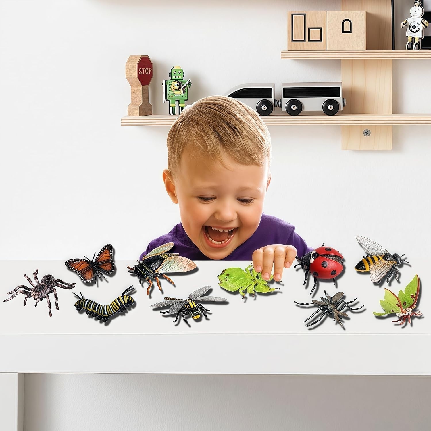 10Pcs Bug Toys for Kids, Woodland Animals, Insect Figurines, Cicada, Ladybird…
