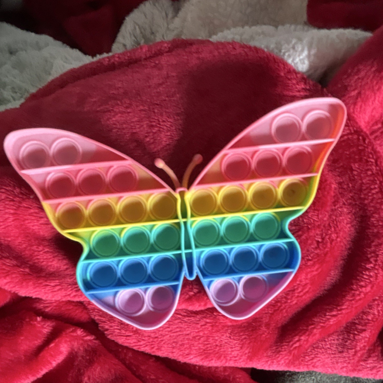 Butterfly Rainbow Multi-Color Pop Fidget Toy 2-Sided Sensory Button
