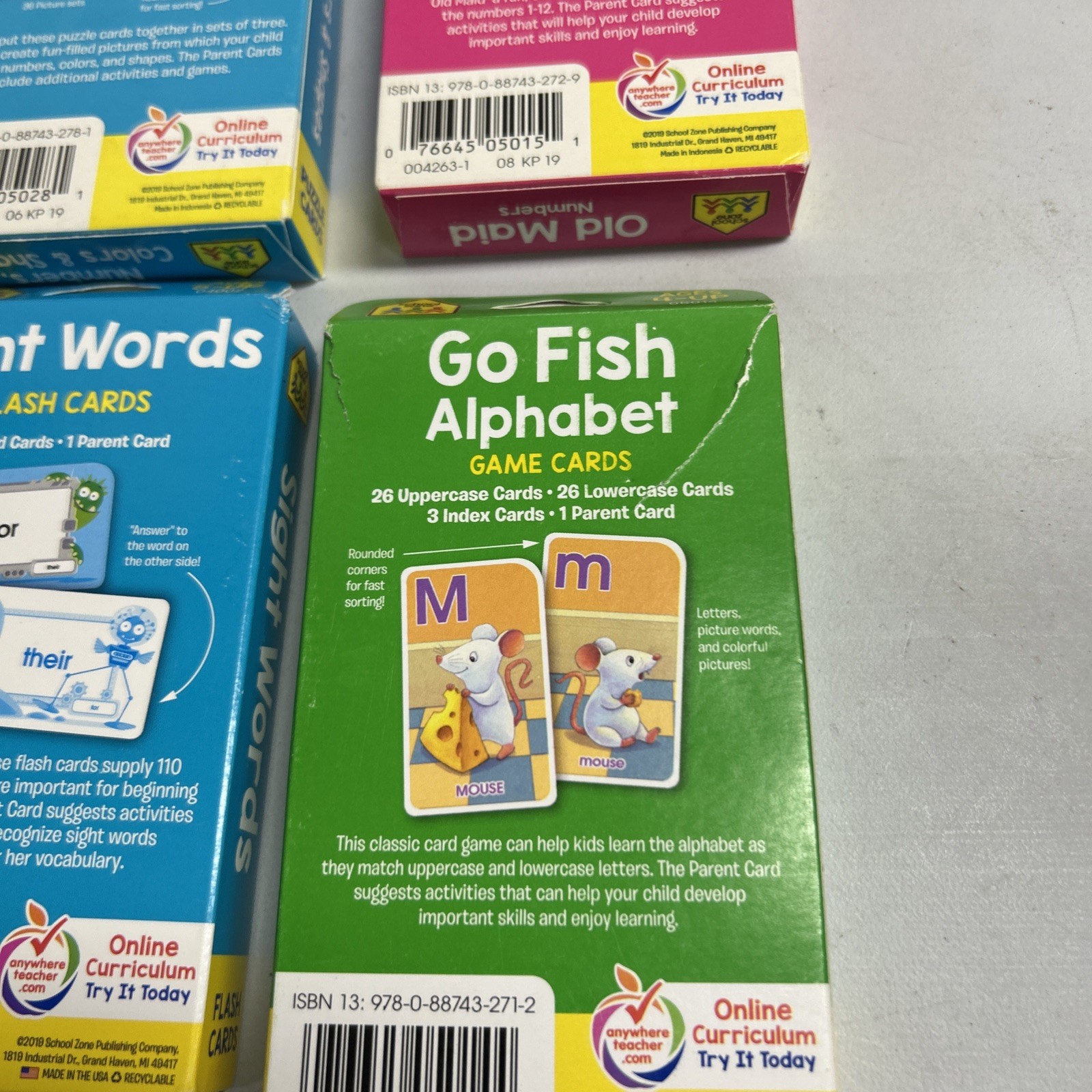 Pre school 4-6 years reading phonics flash cards sight words, Old Maid Go Fish