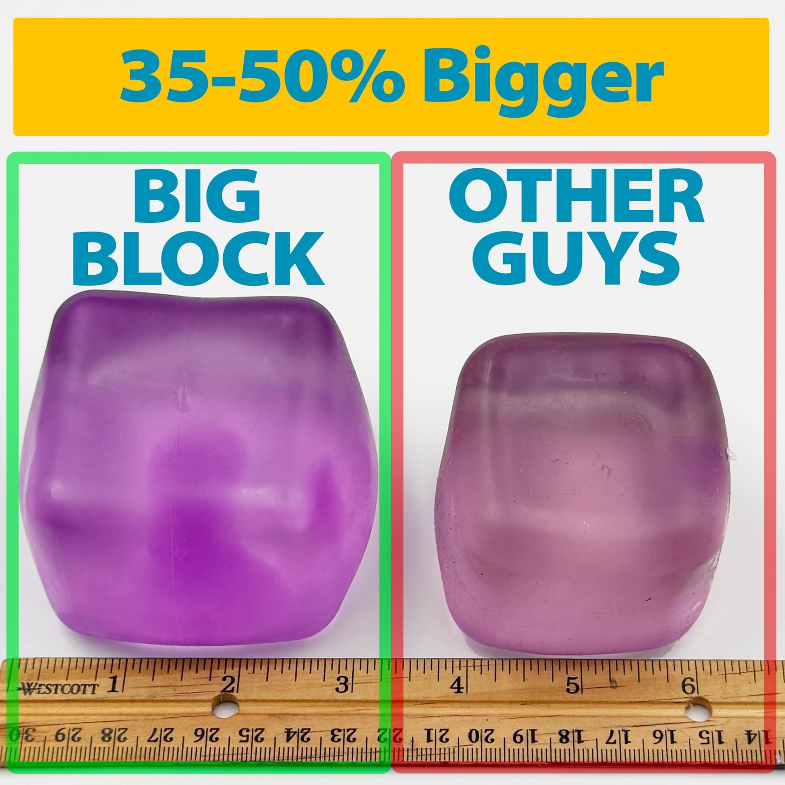 Premium Big Block Squeez’M Cube – 35% Larger Than The Standard Large, Purple