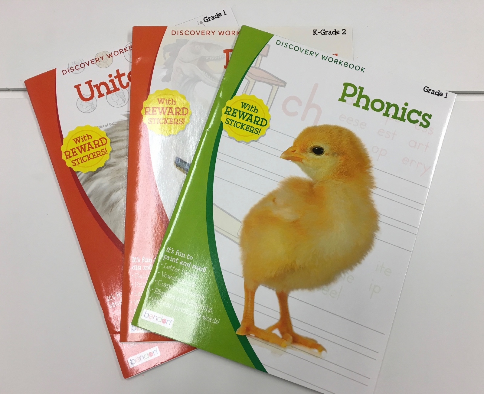 3 United States Dinosaur & Phonics Workbooks Teacher Supply Resources Grade K-2