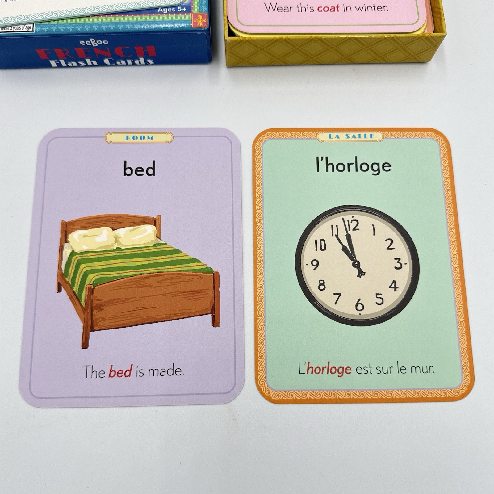 eeBoo French Words Flash Cards 56 Cards Pronunciation Guide Ages 5+ COMPLETE