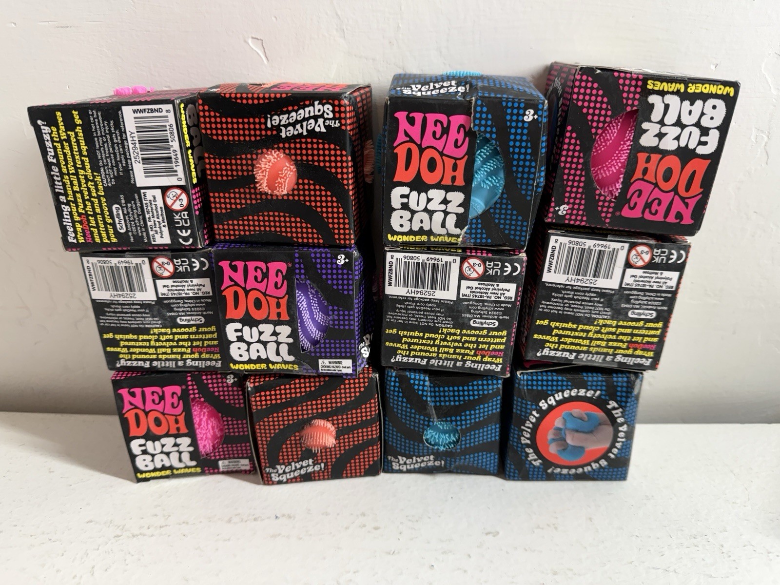 Lot of 12 Needoh FUZZ BALL Wonder Waves Squish Stress Ball Fuzzball Authentic