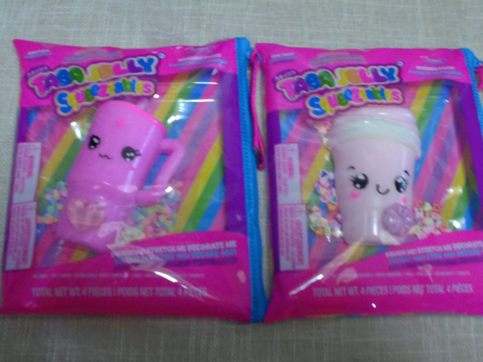 2 Taba Jelly Squeezeables PINK SHAKE AND PINK CUP Squishy, SCENTED Squeeze Toy