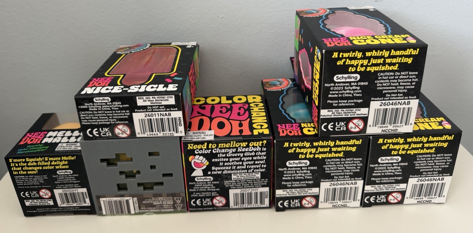 Schylling NeeDoh Yellow Bundle Nice Cream trio Minecraft Jelly Mello Mallo+