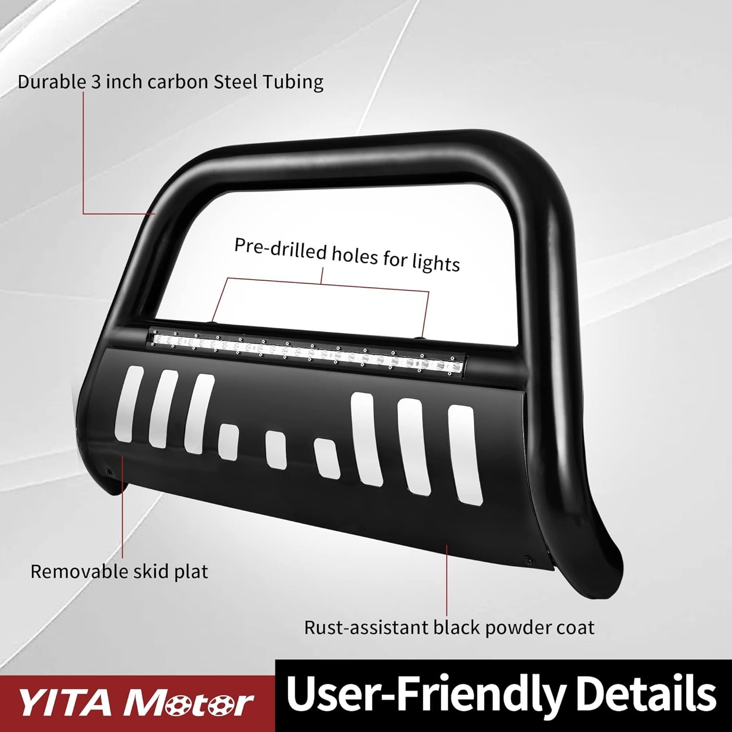 Bull Bar Compatible with 2016-2023 Toyota Tacoma (Excludes TRD Models) w/LED Lig