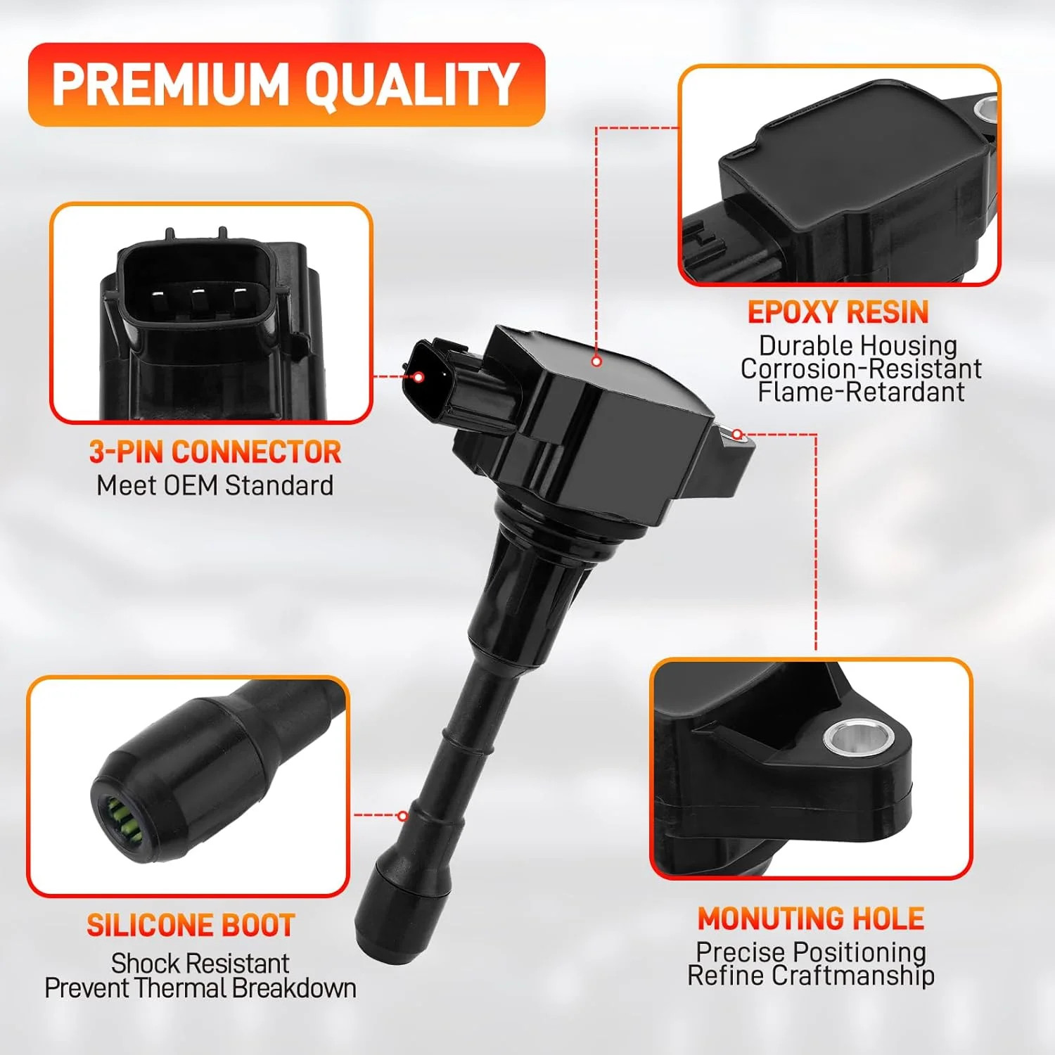 6PCS Ignition Coil & Iridium Spark Plug Packs Compatible with Nissan 2007-2020 A