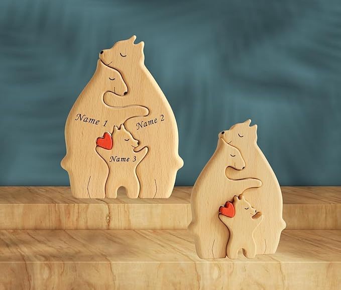 Personalized Bear Family Wooden Puzzle Toy Family Of Bears, Educational Toy DIY