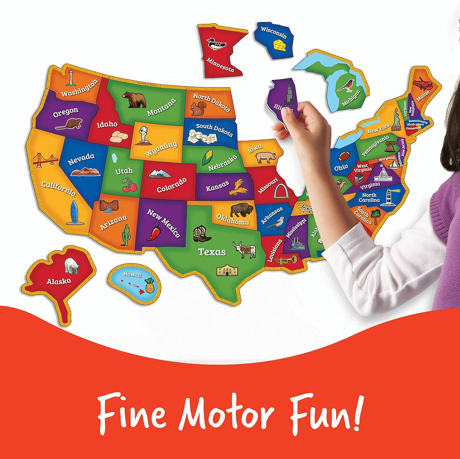 Magnetic U.S. Map Puzzle – Educational Map of the United States of America, Geog