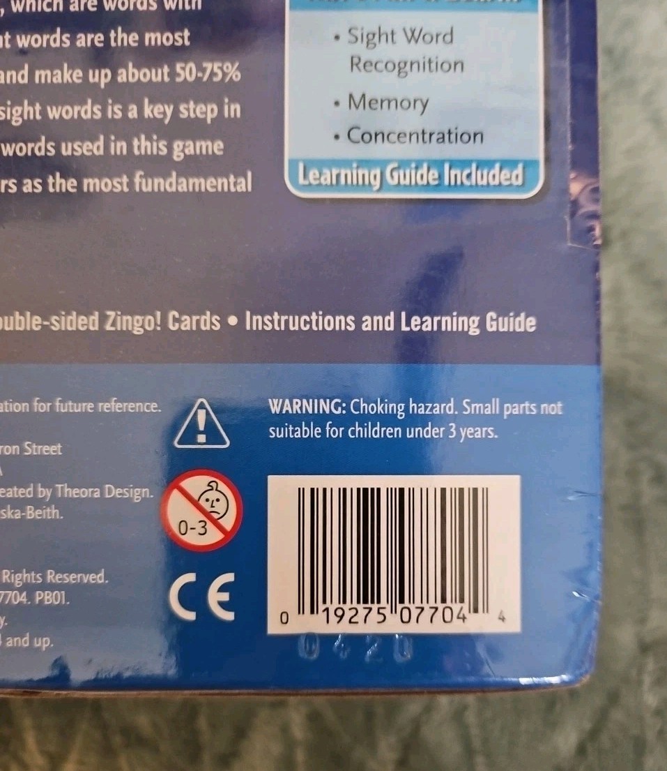 ThinkFun Zingo! Sight Words Game Pre-K to 1 Ages 4-7 Years New Sealed