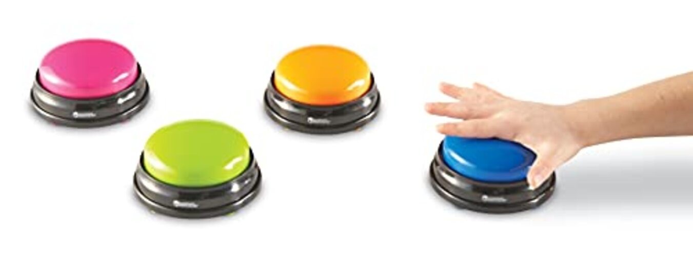 Answer Buzzers, Set of 4 Assorted Colored Buzzers, Game Show Buzzers, 3