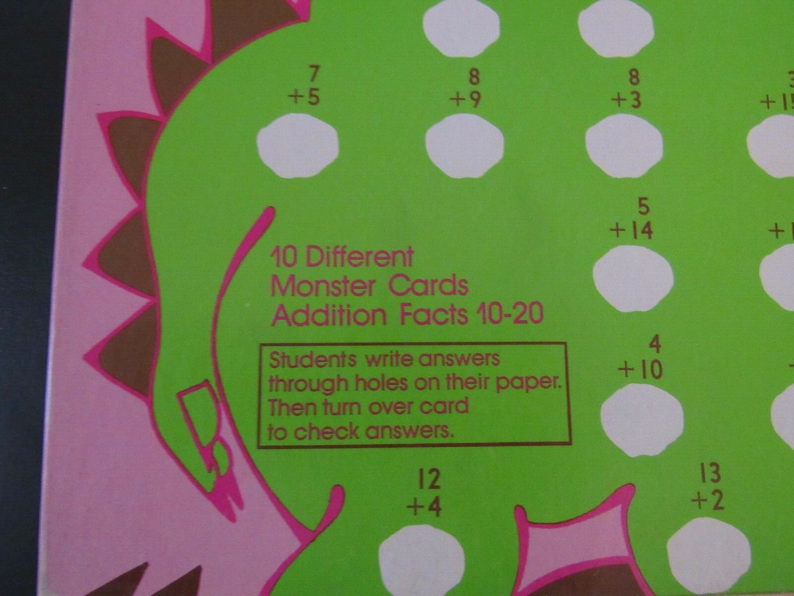 Vintage 1977 Turn n Learn Self Checking Addition Math Cards Monster Theme Set