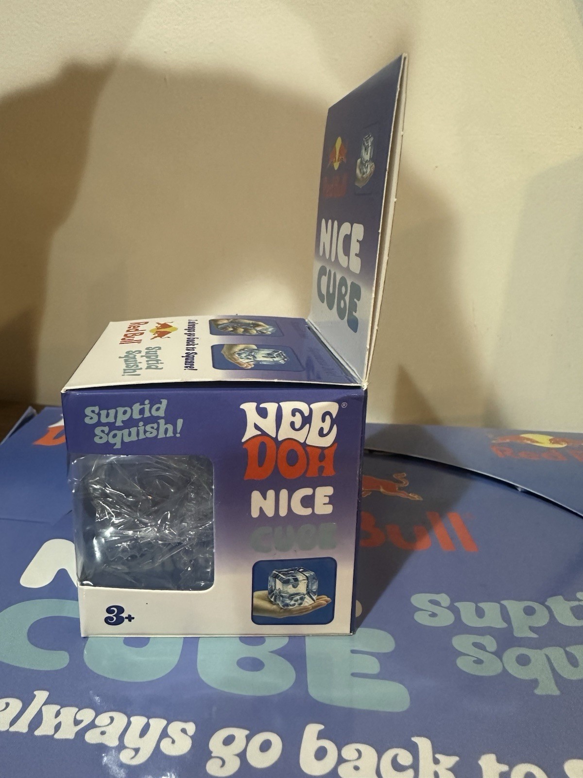 Red Bull Edition Nee Doh Nice Cube Blue/White “Stupid Squish!” Tactile Squeeze