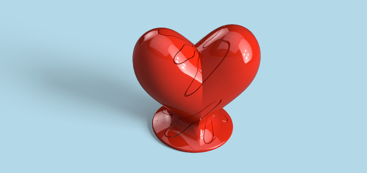 Fidget Toy Red vortex heart 3D Printed for Valentines Day 2.61 H x 2.5 inches W.