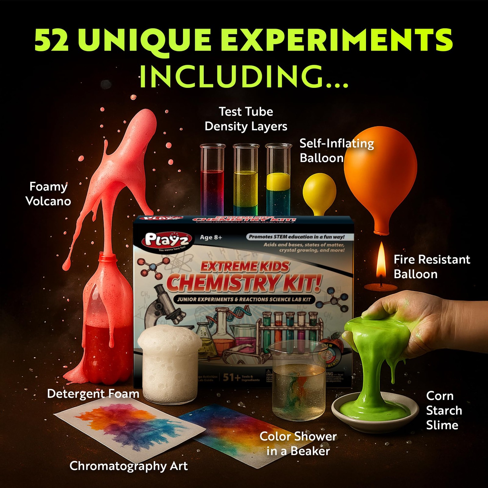 Playz Extreme Chemistry Set – 52 Unique Experiments, Science Kits for Kids Ag…