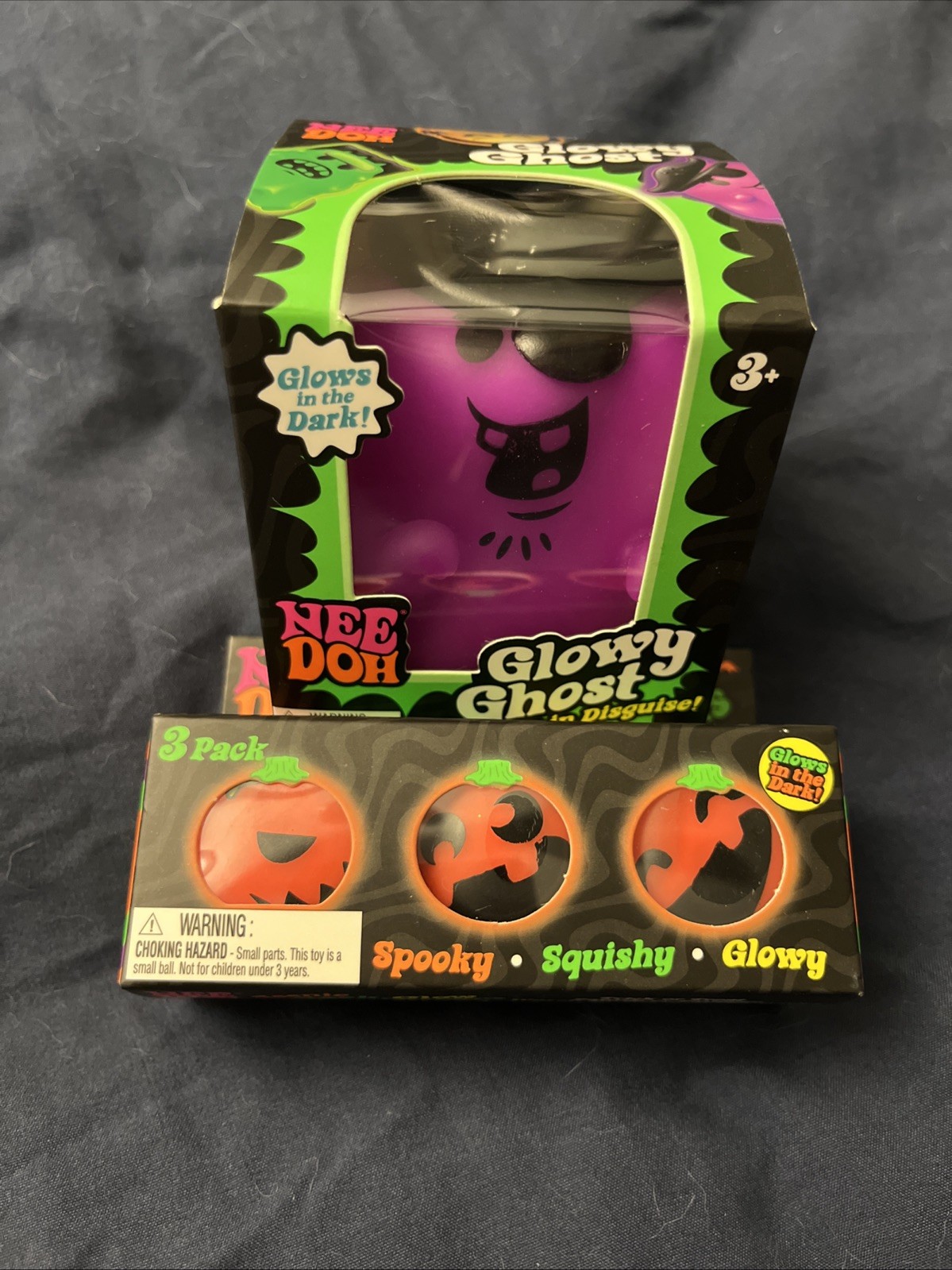 Schylling Nee Doh Glowy Ghost (Purple) and 3pk Teenie Jack Glow Lanterns NEW