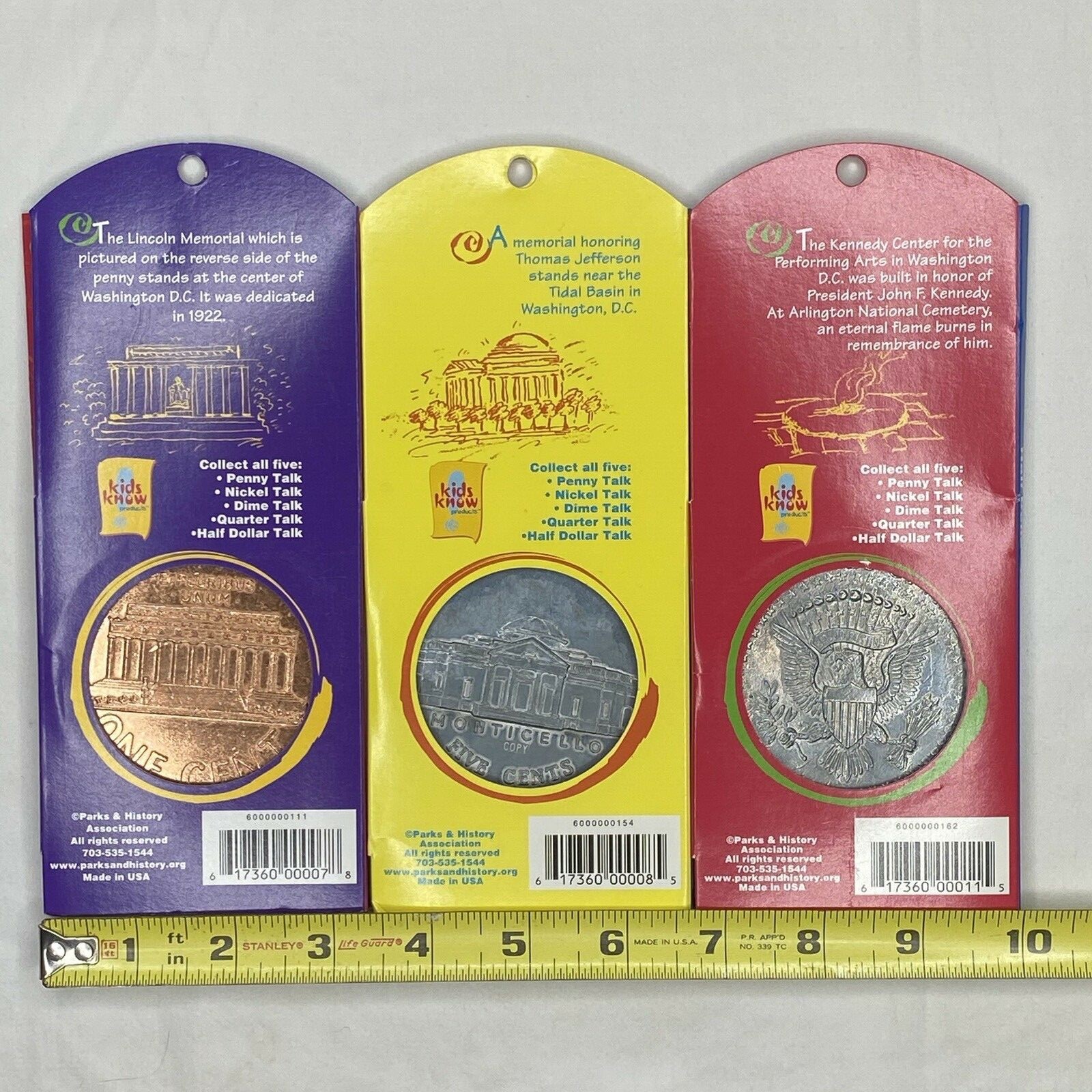 Oversized Coins for teacher, magicians or pranks Nickel, Penny, Half Dollar Log