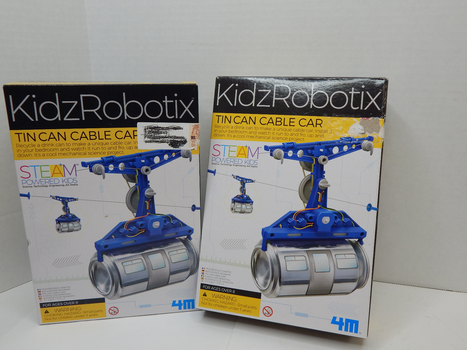 Lot of 2 KidzRobotix Tin Can Cable Car Kit – Brand New Stream Powered Kids NIB !