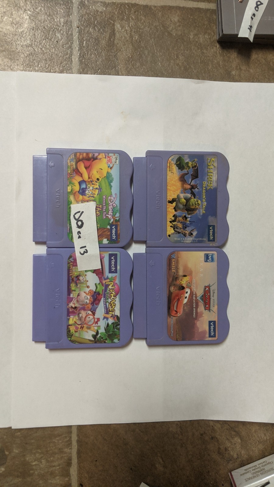 VTech V.Smile Lot of 4 – Shrek Cars Winnie the Pooh Alphabet – DOcx13
