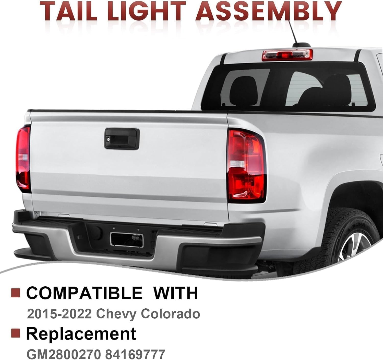 Compatible with 2015-2022 Chevrolet Chevy Colorado Rear Tail Light Assembly with