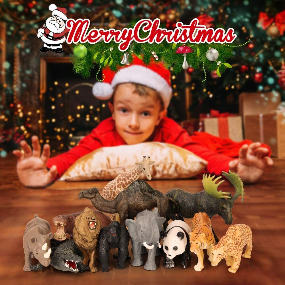 12pcs Jumbo Safari Animals Figures Zoo Animals Action Figure Play Set For Kids