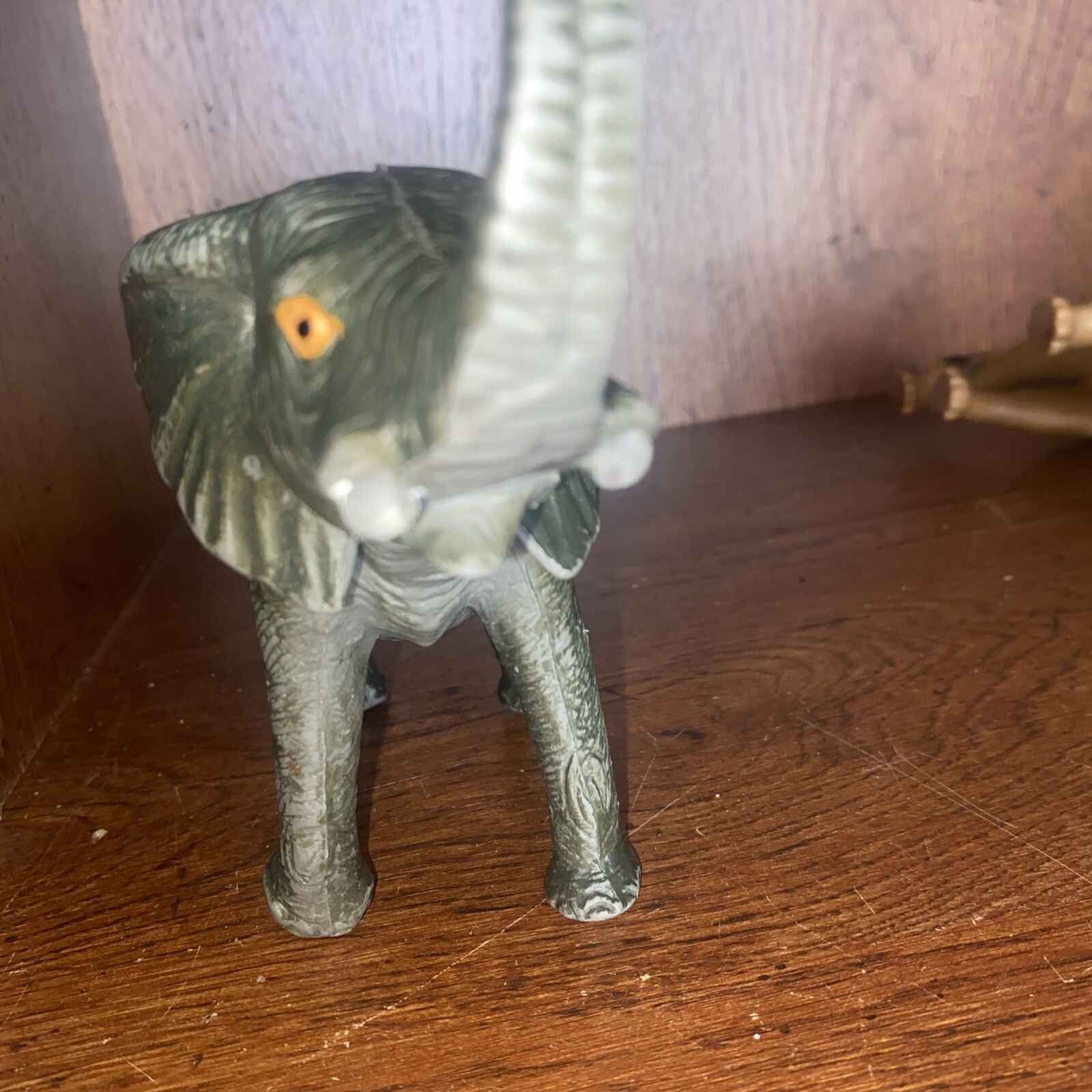 Vintage 1987 Elephant Toy Animal Figure Hard Rubber Made In China 9.5″ Long