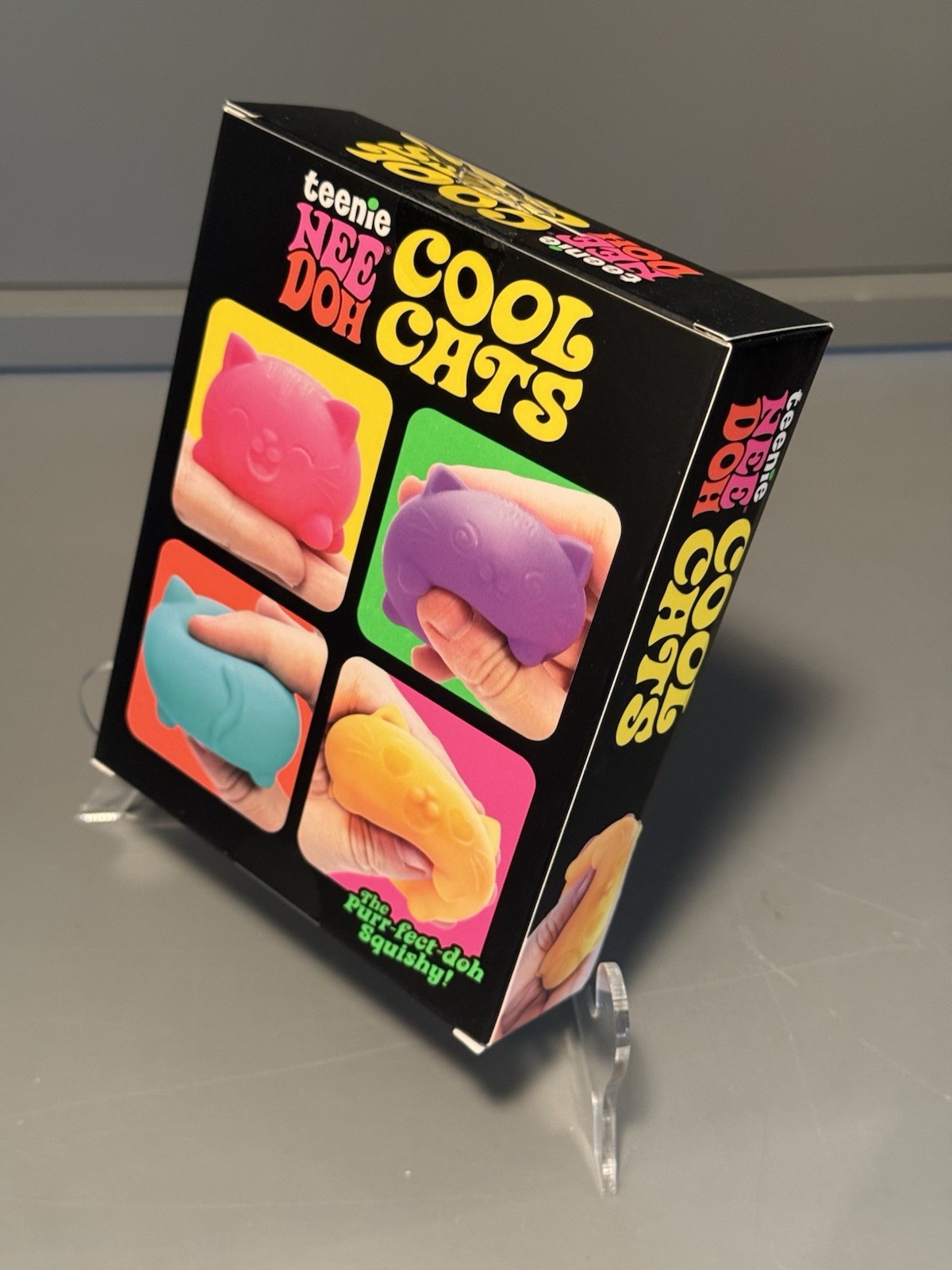 Nee Doh NIB Authentic Teenie Cool Cats 4 Colors Pink Purple Green Orange HTF ▶️