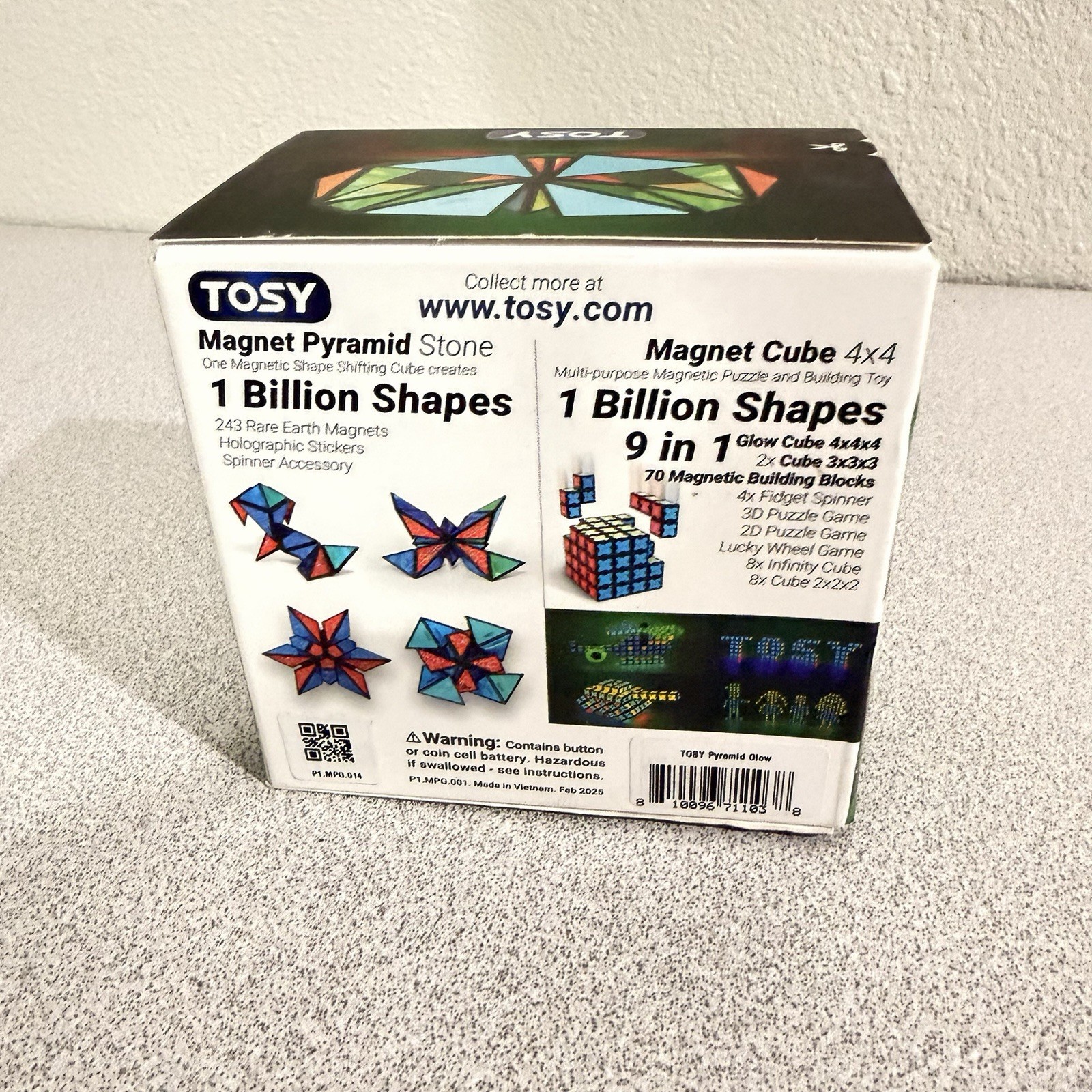 TOSY Magnet Pyramid Glow 1 Cube Transforms 1 Billion Shapes UV Butterfly Puzzle!