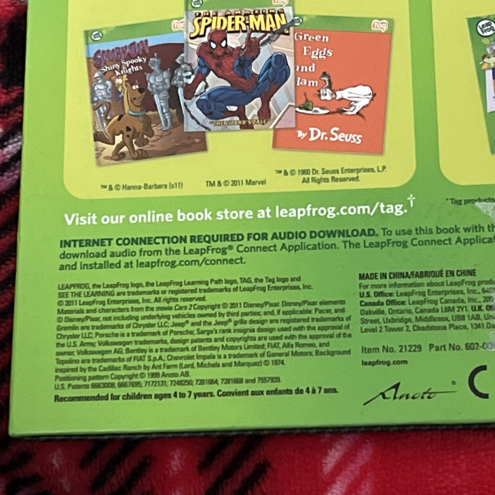Leapfrog Hardcover Book Disney Pixar Cars 2 Project Undercover Children Kids Tag