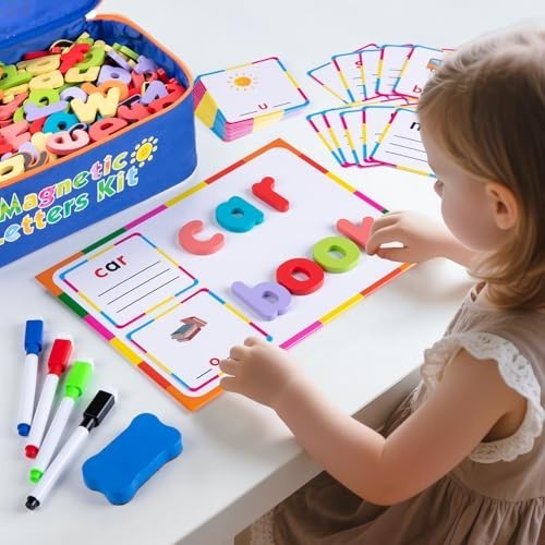 Magnetic Alphabet Letters Kit – 310 Pcs with Board & Organizer Bag, Educational