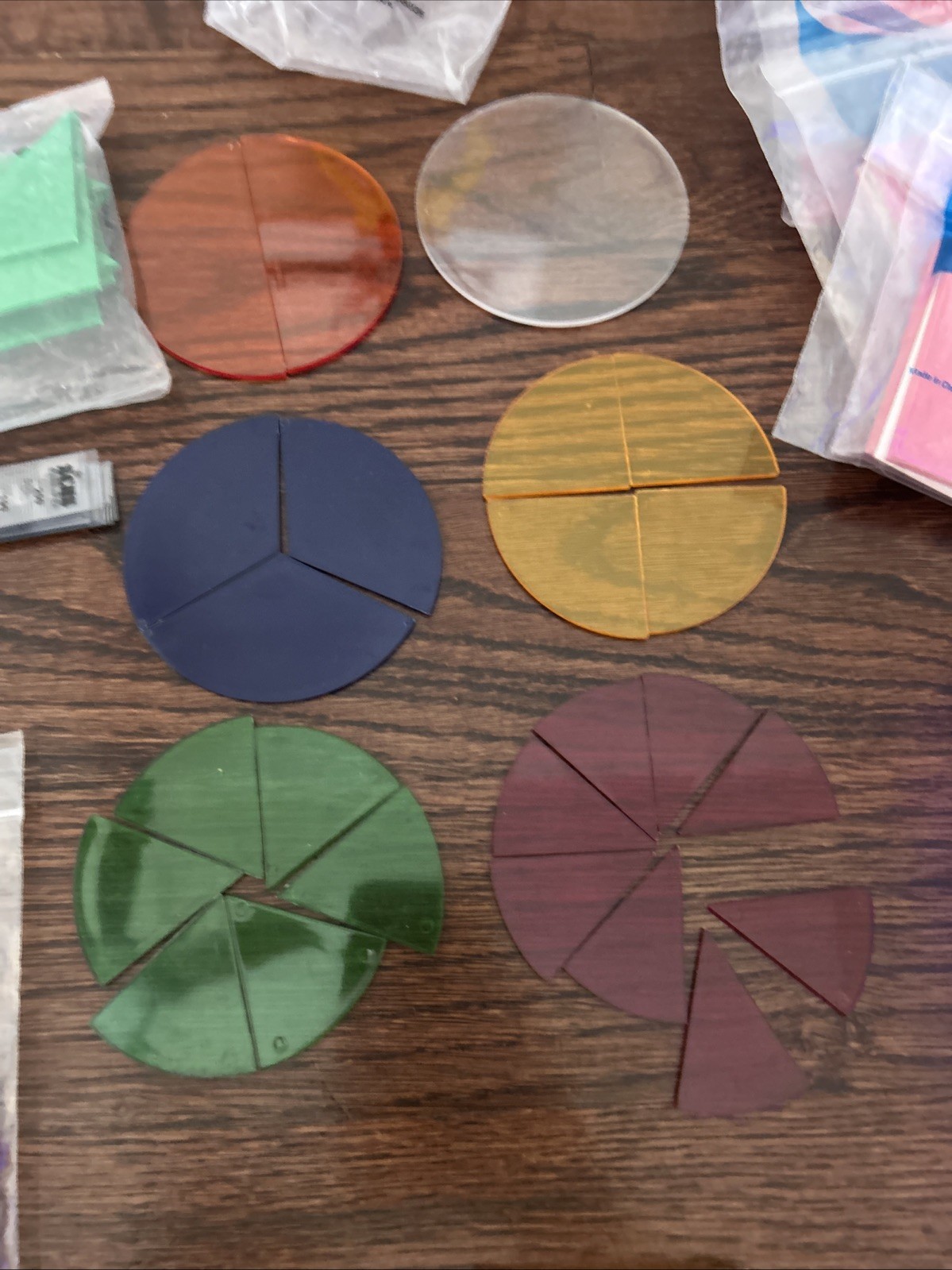 Lot ETA Overhead Projector Math Transparency Fraction Circles Anglegs Tiles