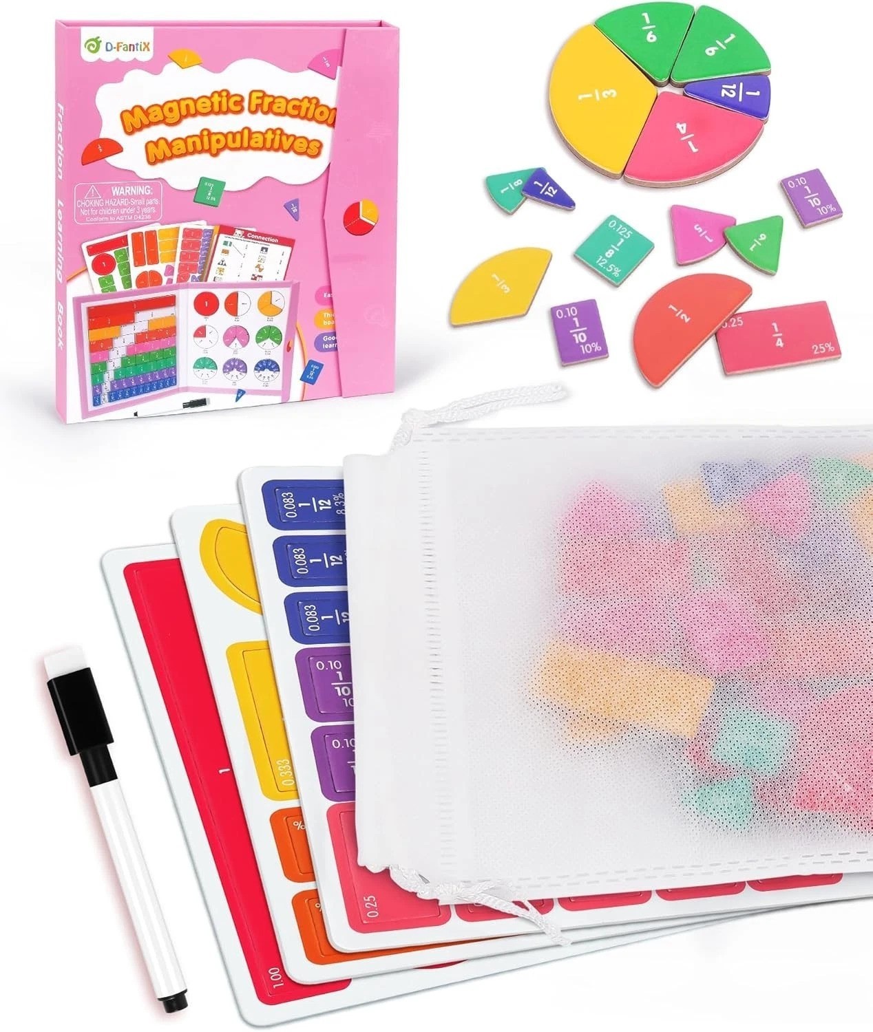 Comprehensive Magnetic Fraction Kit with Dry Erase Activity Card – 7.2×8.7in