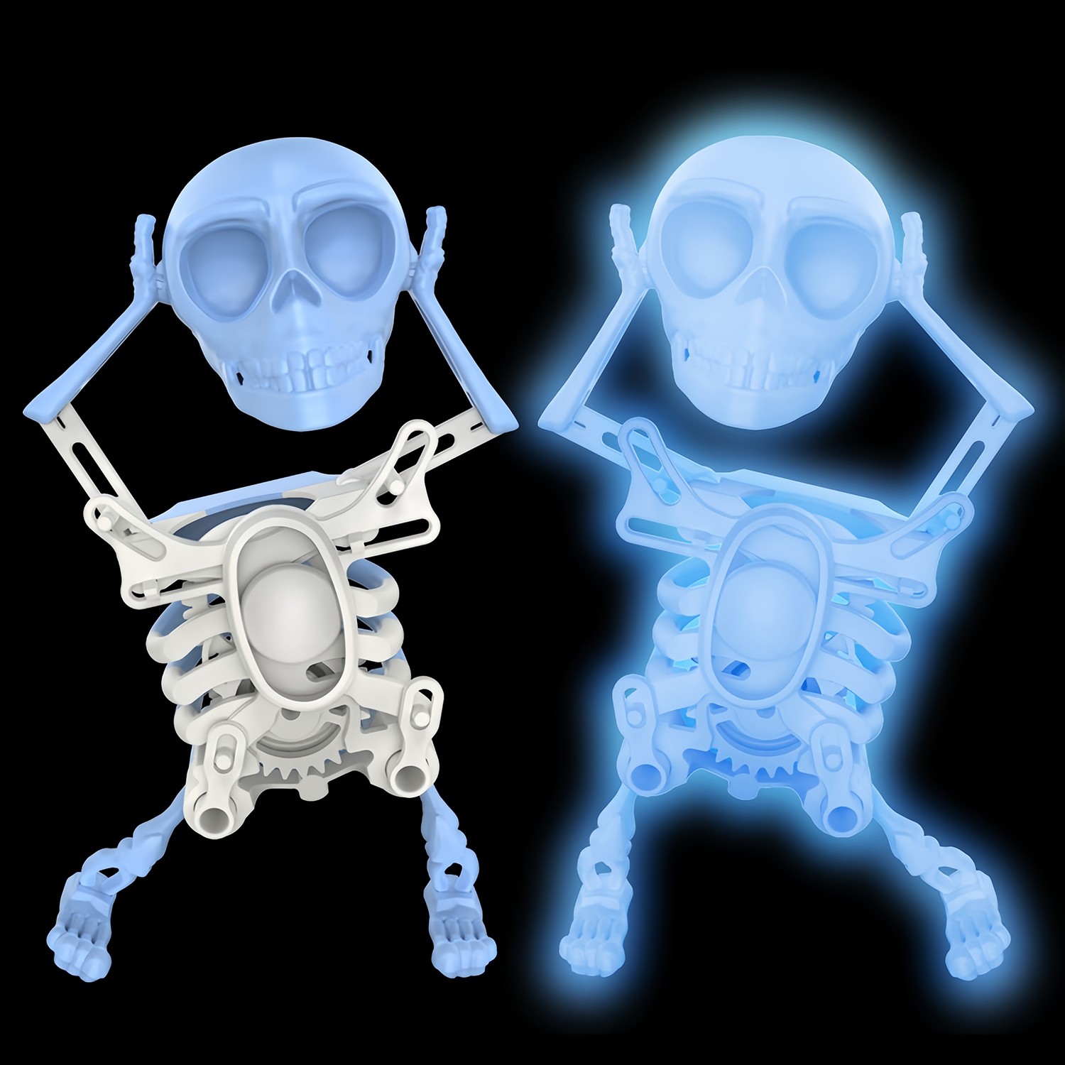 3D Dancing Skeleton Toy Clockwork Spring Self Moving Swinging Skull Bobblehead