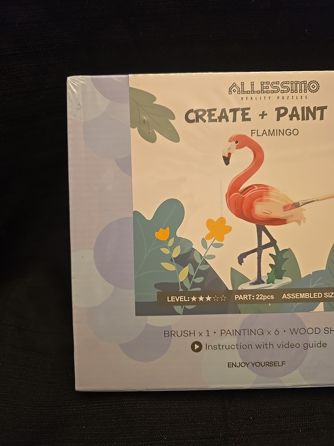 NEW Allessimo Reality Puzzles Create & Paint Wooden 3D Pink Flamingo Level 3