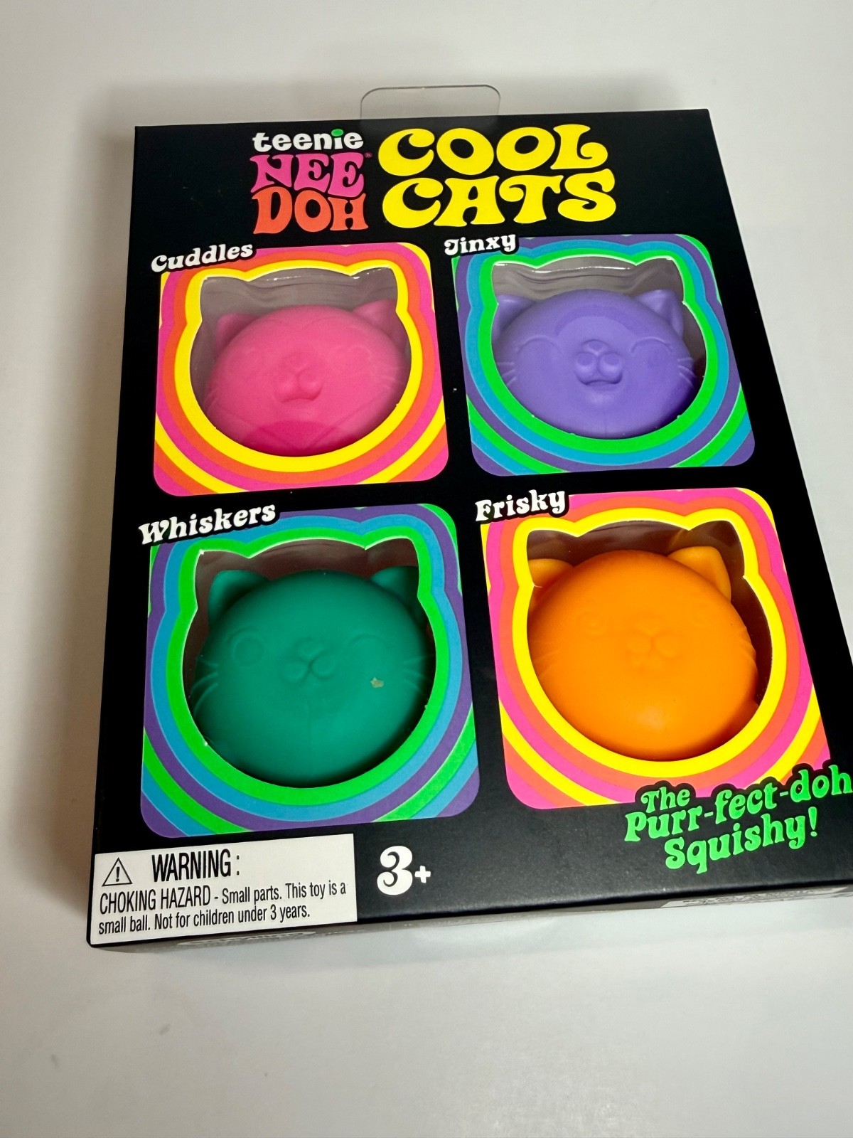 Authentic NeeDoh Teenie Cool Cats 🐱 4-Pack Viral Squishy Fidget Toys RARE!
