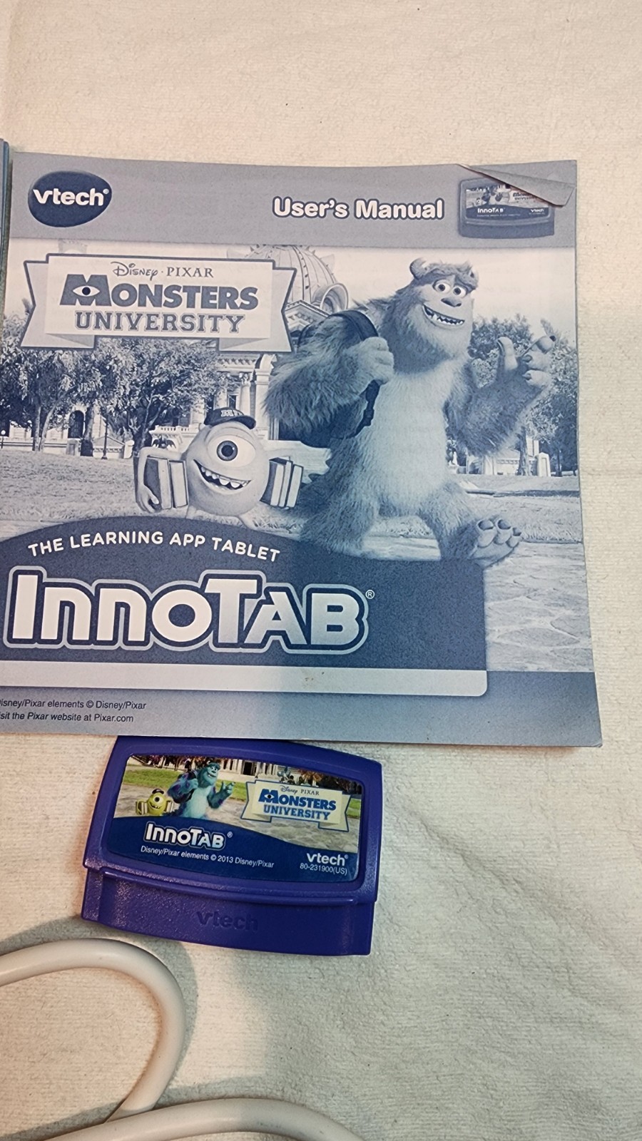 Lot Of 2 Vtech Innotab Games Toy Story and Monsters University, Untested, Cable