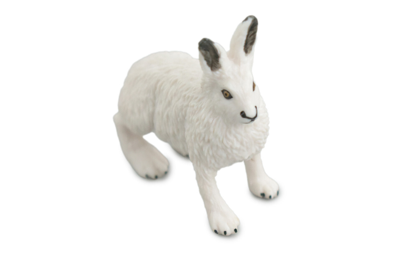 White Rabbit Toy, Arctic Hare, Hand Painted Rubber Toy 2.5 Inches CH876 BB199