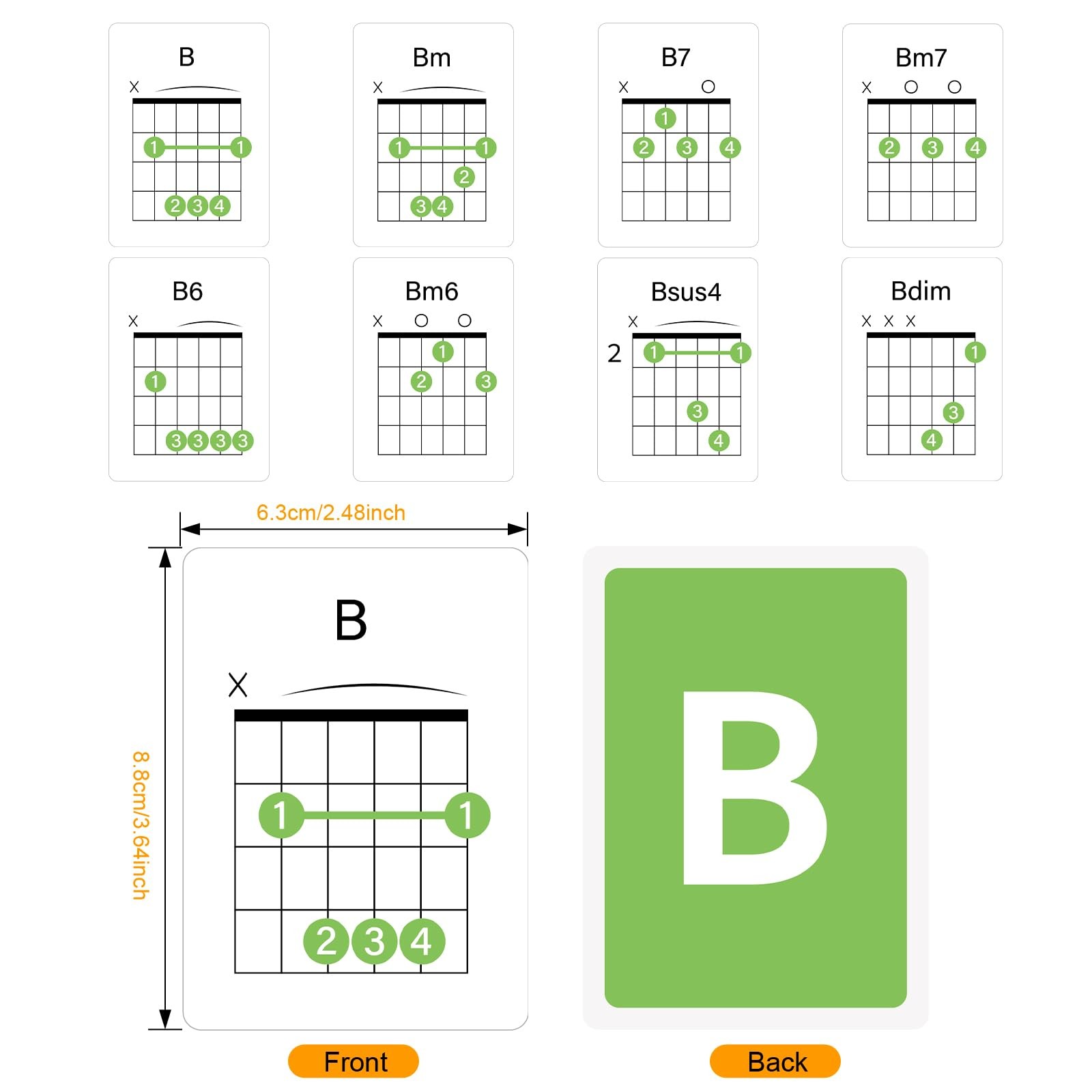 Guitar Chord Flashcards – 56Pcs Acoustic & Electric Guitar Learning Cheat She…