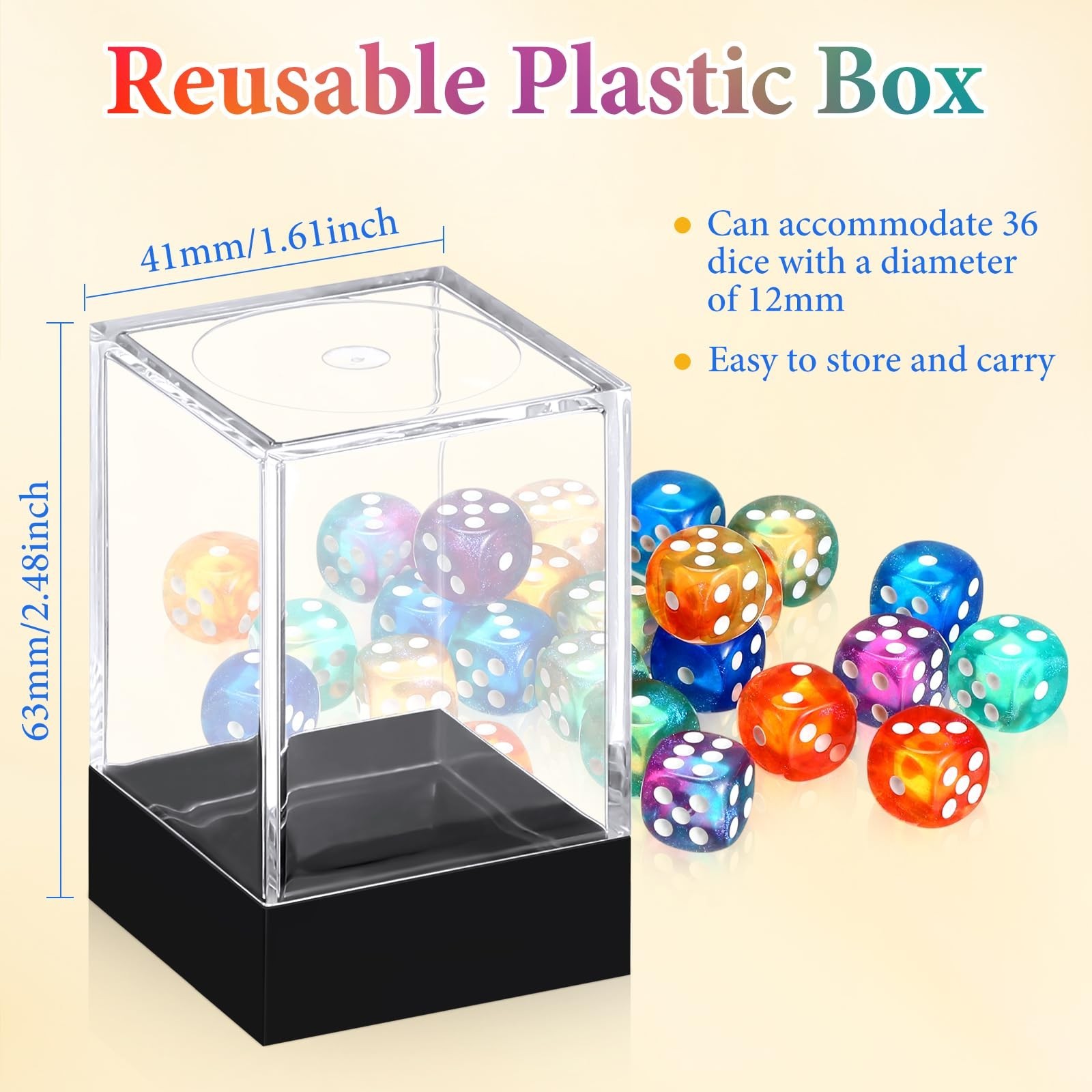144 Pcs 12mm 6 Sided Mini Dice Set for School Classroom Table Games D6 Game S…