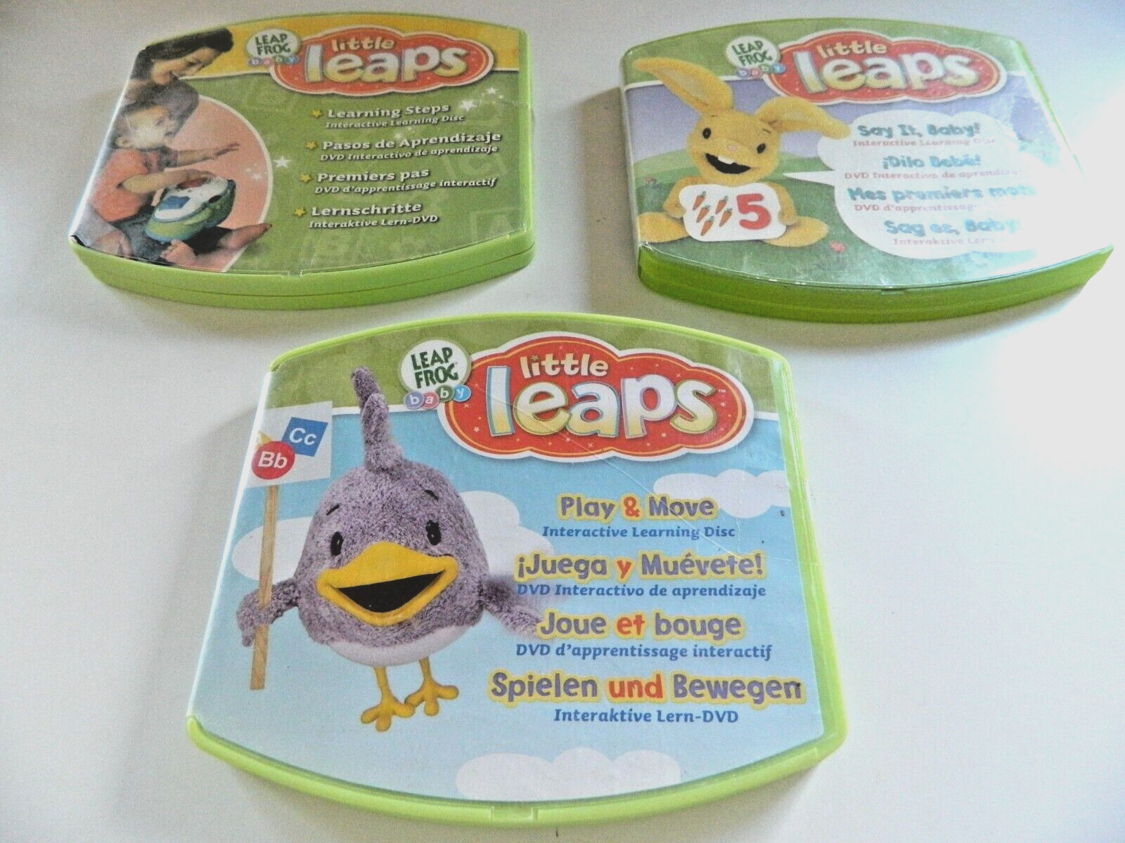 Lot Of 3 Leap frog baby little leaps. Say it Baby, Play &Move, Learning Steps