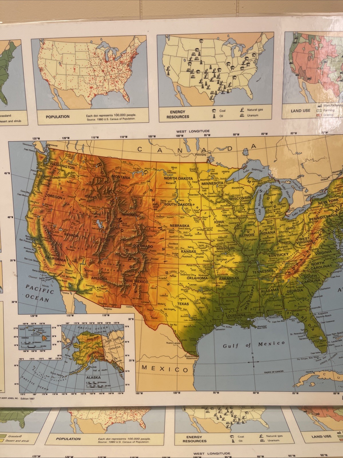 Nystrom Herff Jones Laminated World United States 2-Sided Map 17 x 22 Map#2BSM1