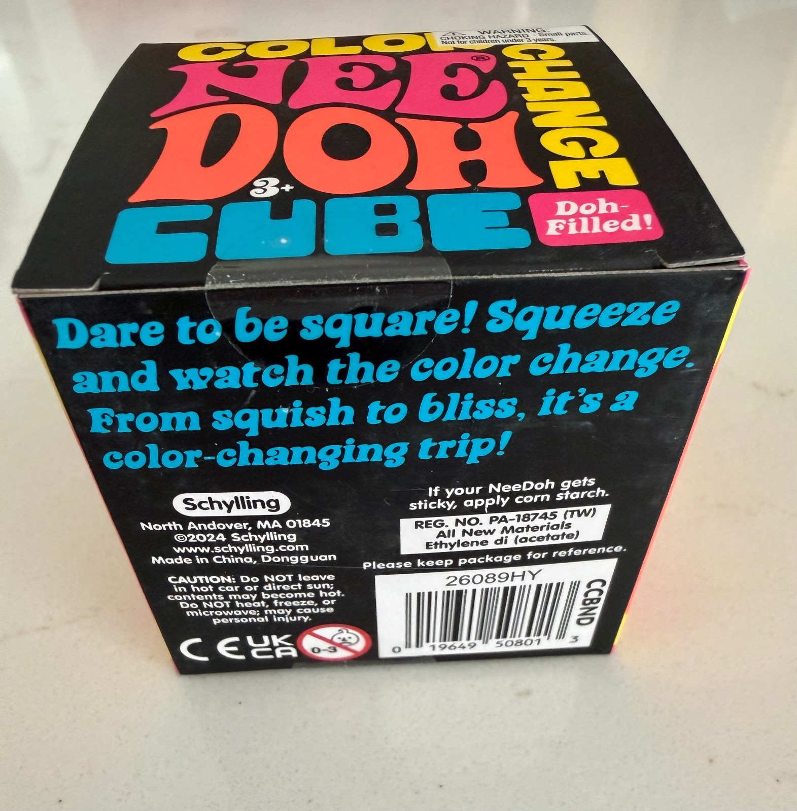Nee Doh Color Change Cube Squishy Toy Pink Blue Yellow *Free Shipping*