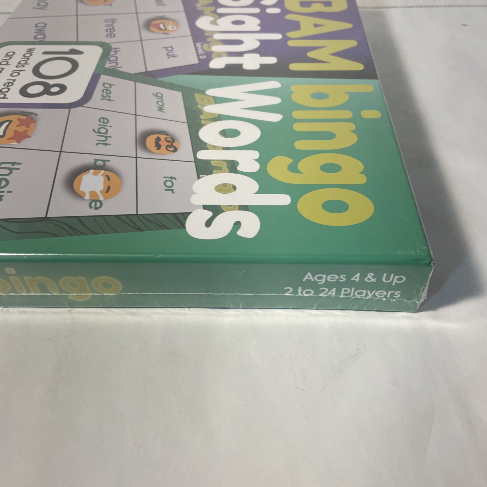 BAM Bingo Sight Words Game, Ages 5+, 2+ Players 108 Vocabulary Words Sealed