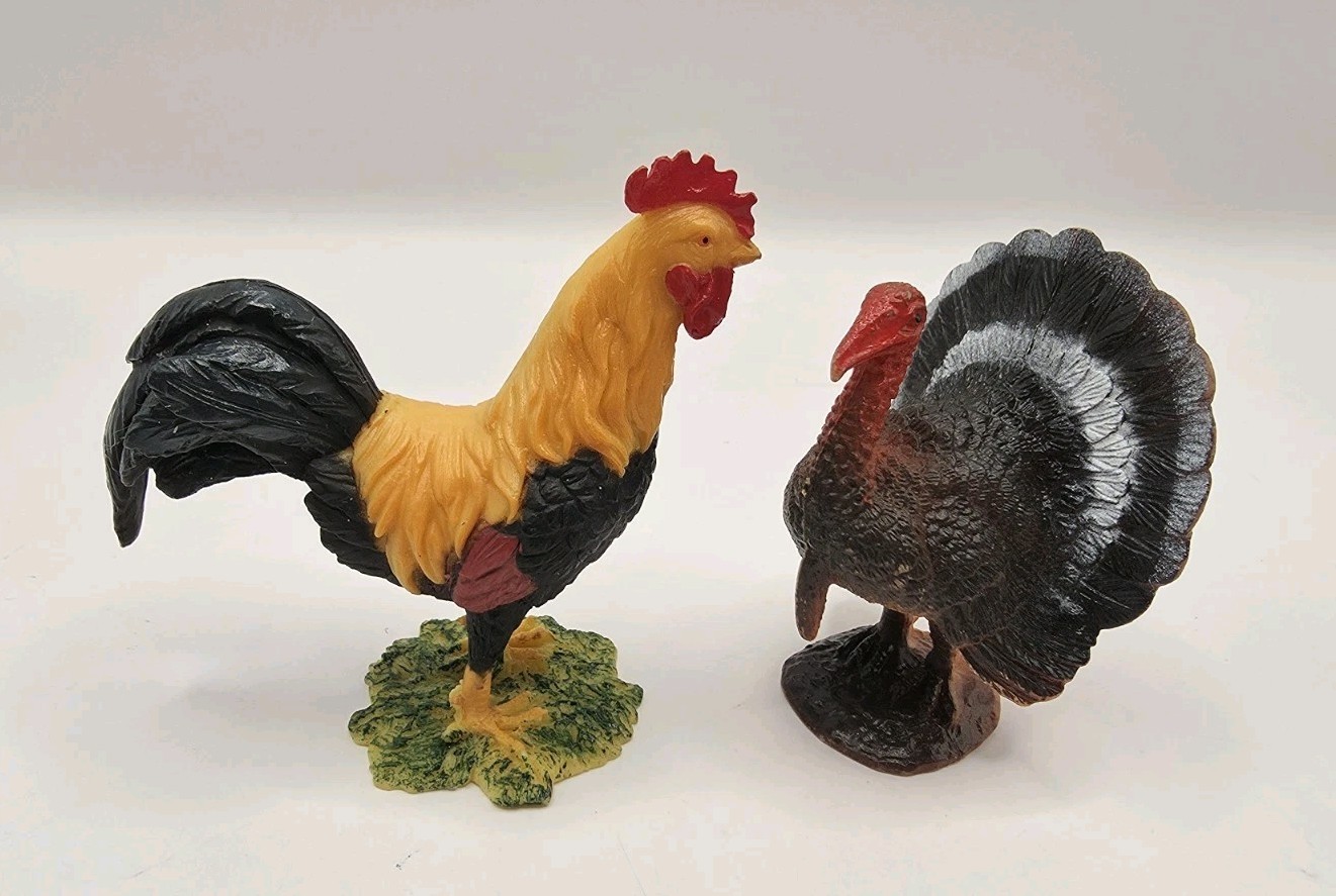 Mixed Lot Roosters Chickens More Toy Figures Plastic Realistic
