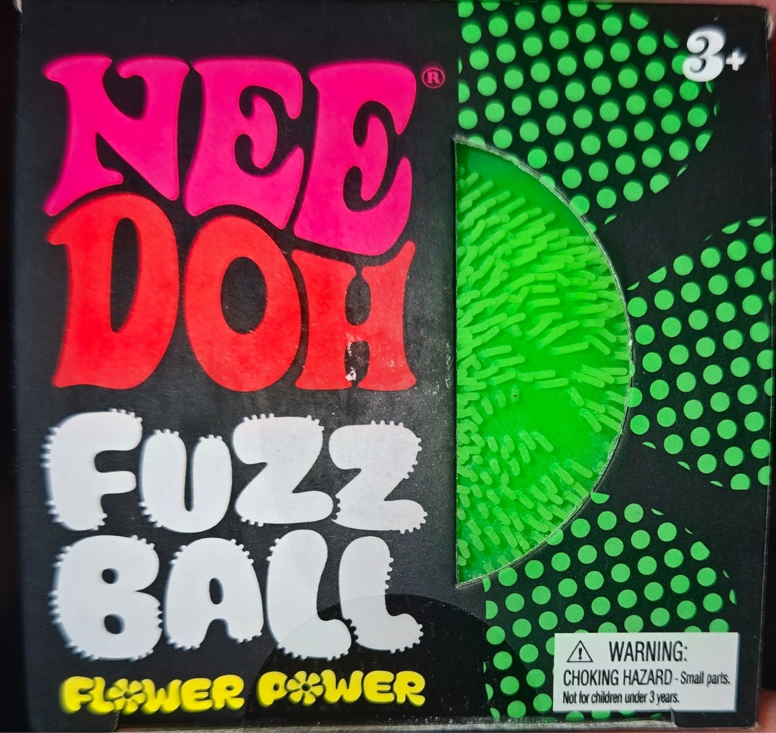 New Nee Doh Fuzz Ball Flower Power Tactile Squish Squeeze Toy, Green