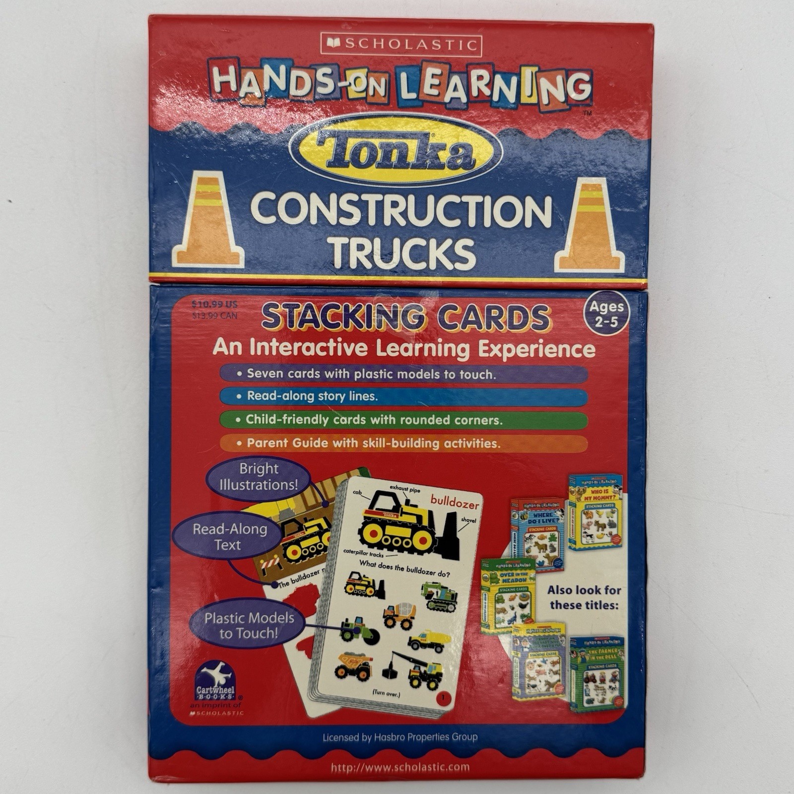 Tonka Construction Trucks Book Hands On Learning 7 Stacking Cards Hasbro Age 2-5