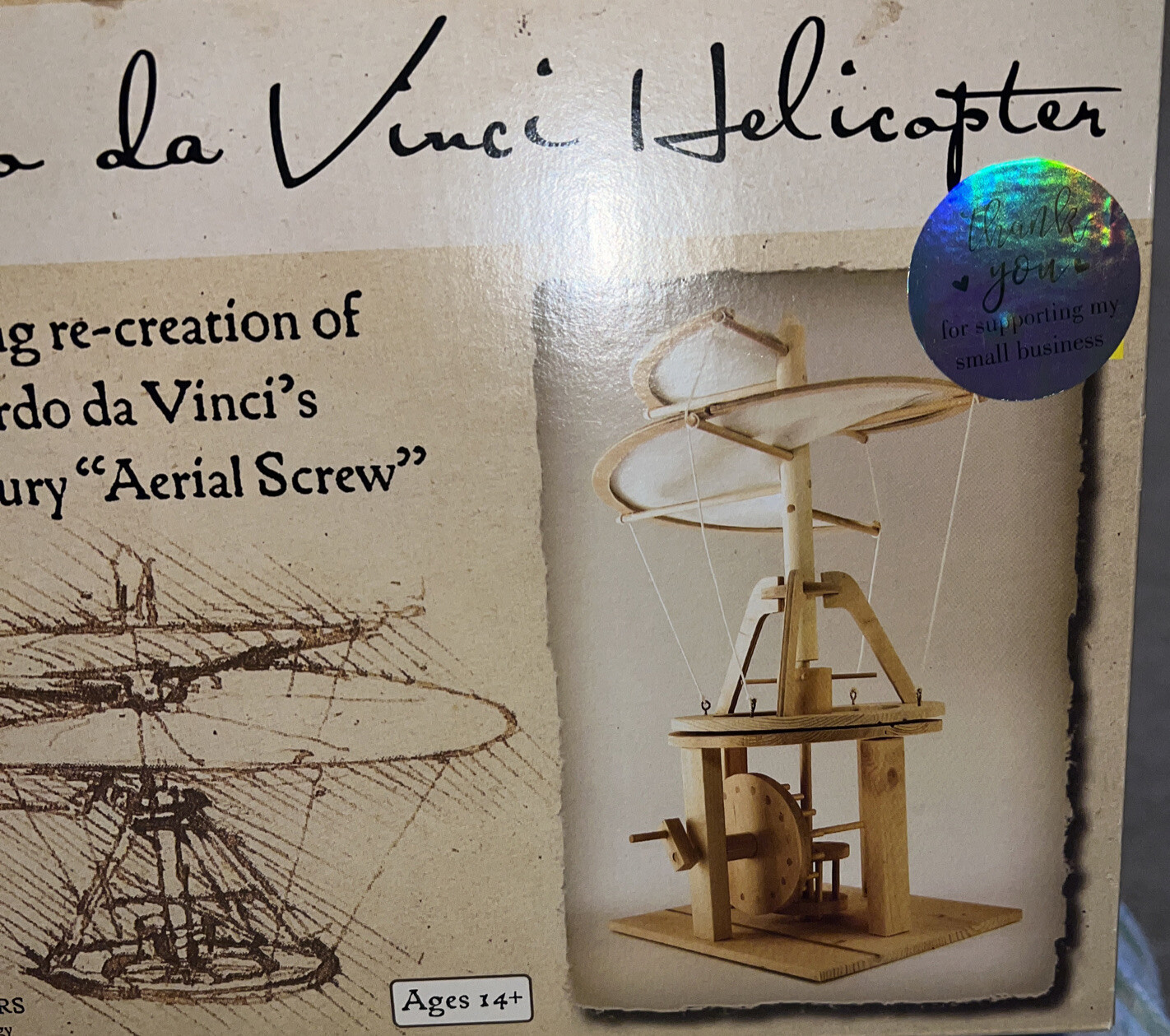 Leonardo da Vinci Premium Aerial Screw (Helicopter Flying Machine) New Sealed