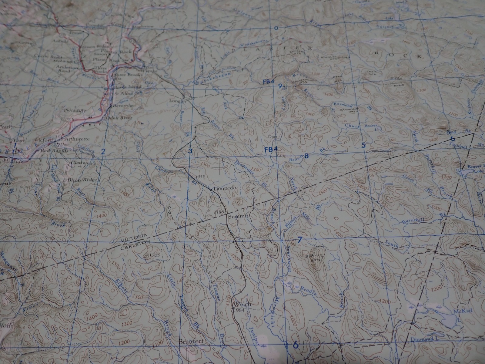 Hubbard Scientific Raised Relief Map Unframed 29″ Woodstock Maine NL 19-6