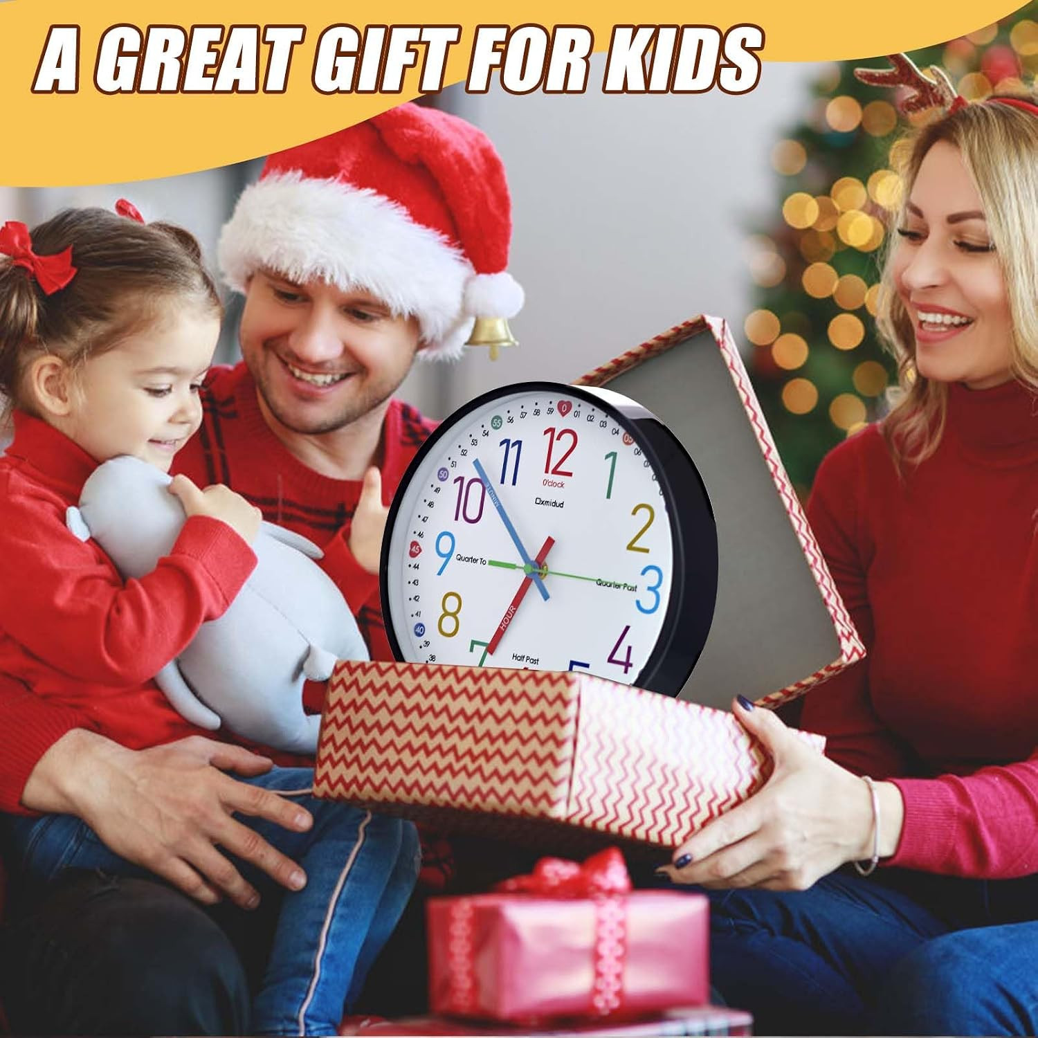 Learning Clock for Kids, 10” Silent Non-Ticking Teaching to Tell Time Colorful