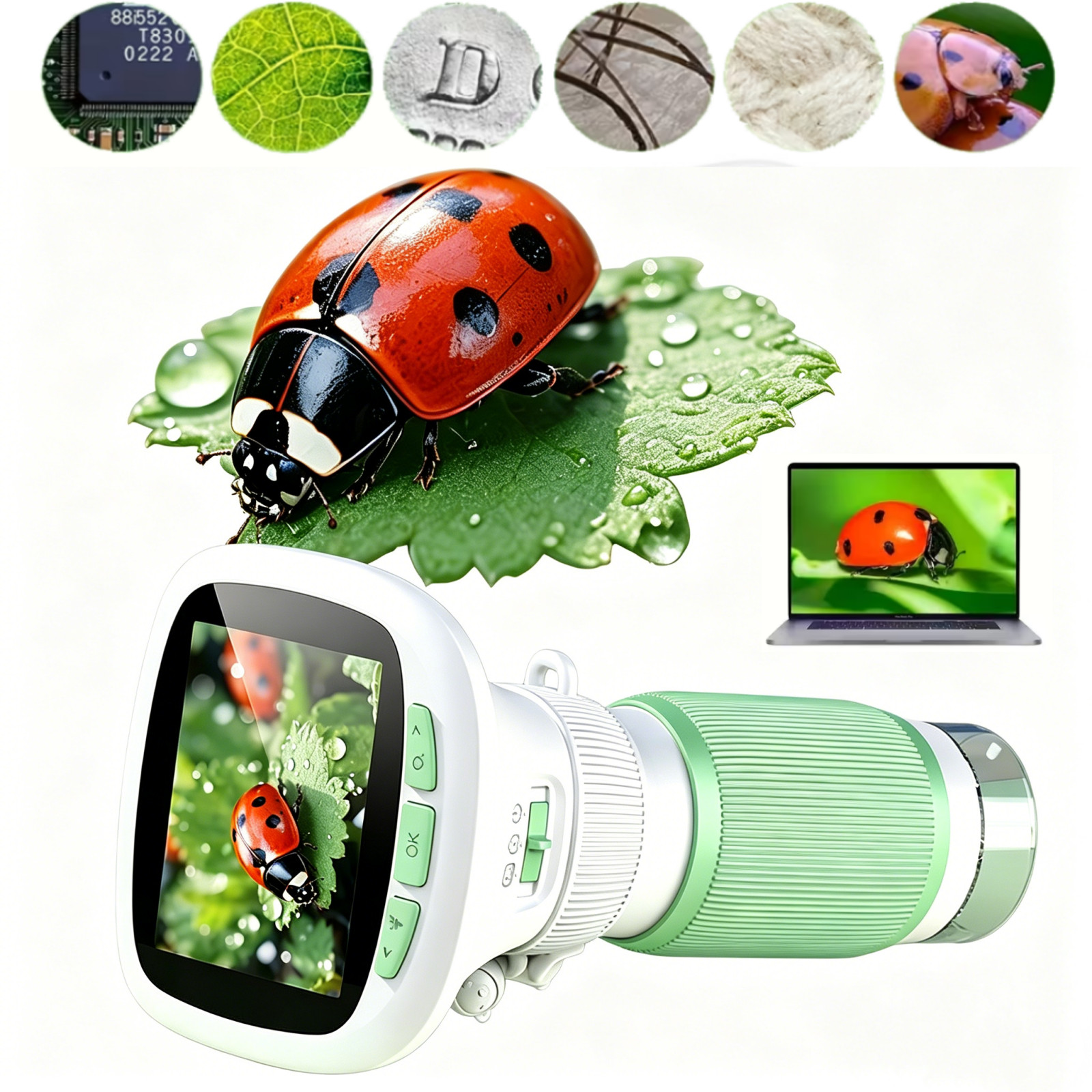 Portable Children Digital Microscope 1MP Rechargeable TypeC Science Learning Toy